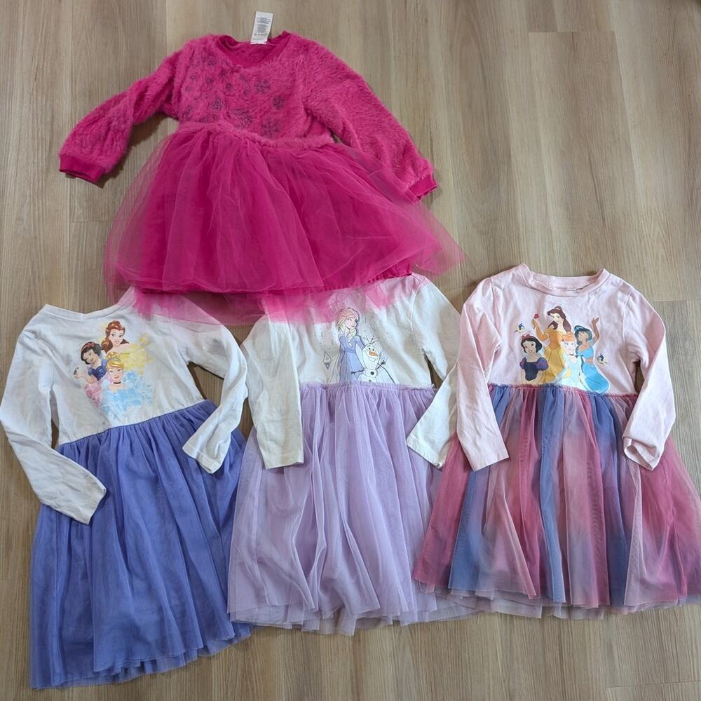 Girls Princess Tutu Dress Lot 5T 6 Disney Frozen Strawberry Shortcake 4 Dresses